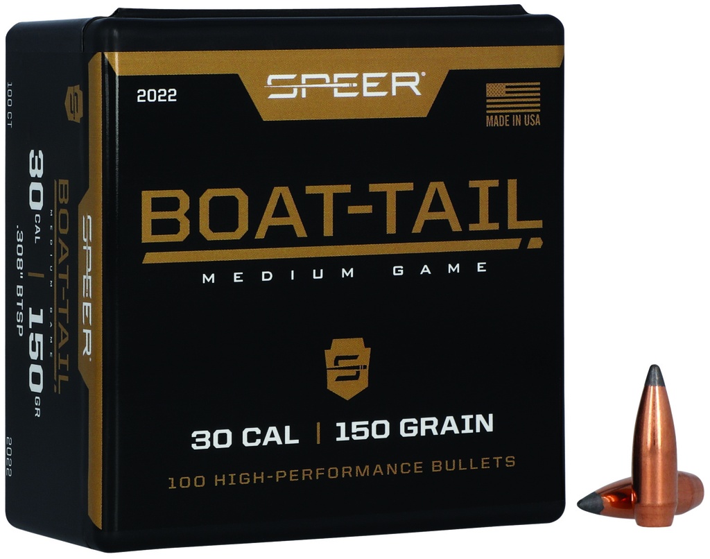 Speer 2022 Boat-Tail  30Cal 150gr Jacketed Soft Point Boat Tail 100 Per Box/5 Case
