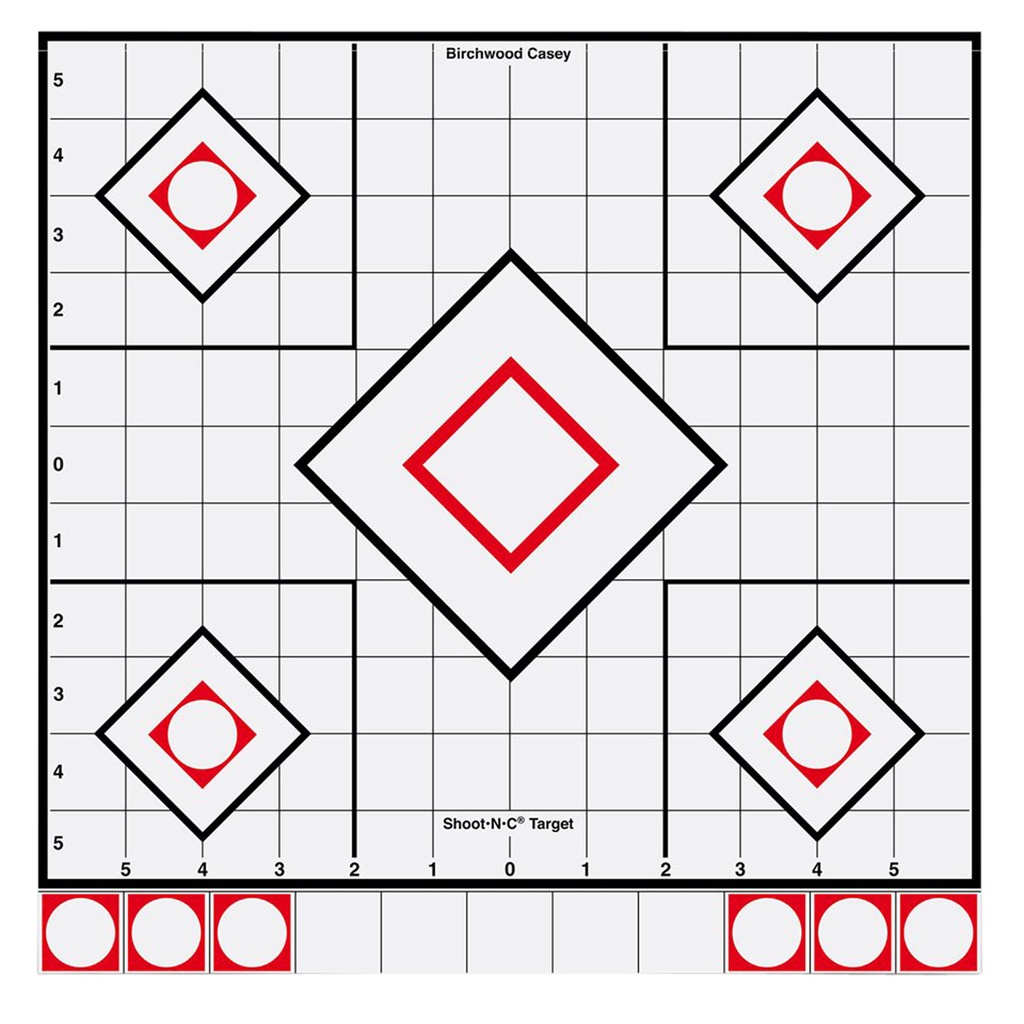 Birchwood Casey 34219 Shoot-N-C Reactive Target Self-Adhesive Paper White/Red 12" 5-Diamond 5 Pack