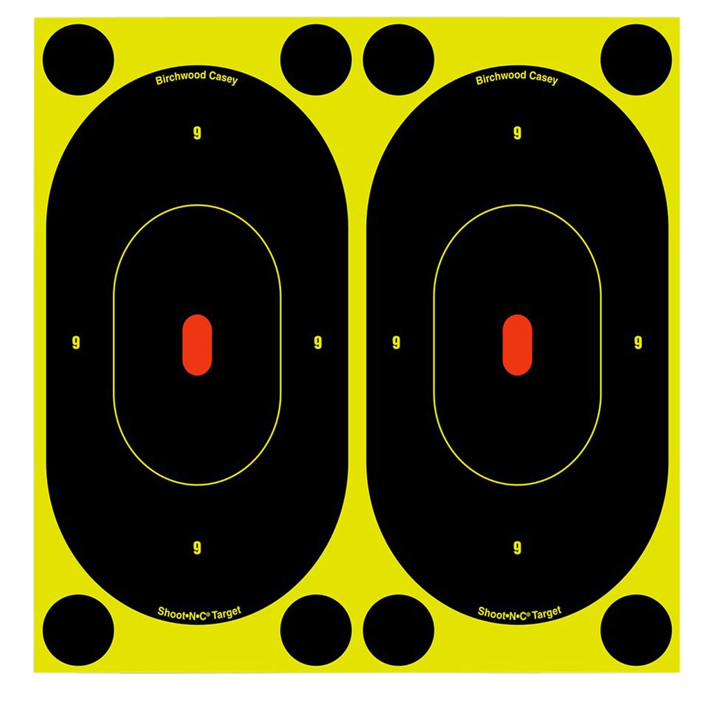 Birchwood Casey 34750 Shoot-N-C Reactive Target Self-Adhesive Paper Black/Yellow 7" Oval Silhouette 60 Pack