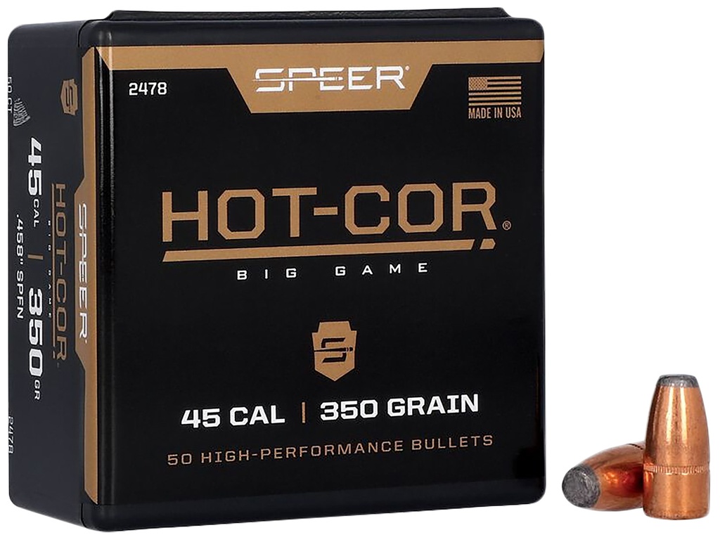 Speer 2478 Hot-Cor  45Cal 350gr Soft Point Flat Nose 50 Per Box/5 Case