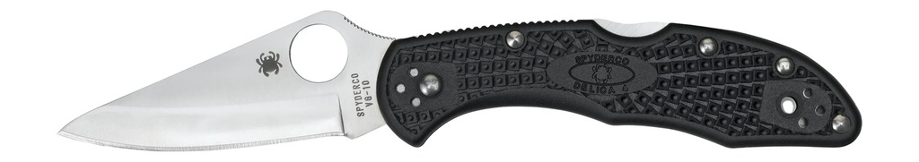 Spyderco C11PBK Delica 4  2.88" Folding Drop Point Plain VG-10 SS Blade/Black  Textured FRN Handle Includes Pocket Clip