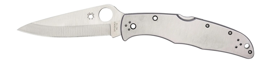 Spyderco C10S Endura 4  3.85" Folding Clip Point Part Serrated VG-10 SS Blade Satin Stainless Steel Handle Includes Pocket Clip
