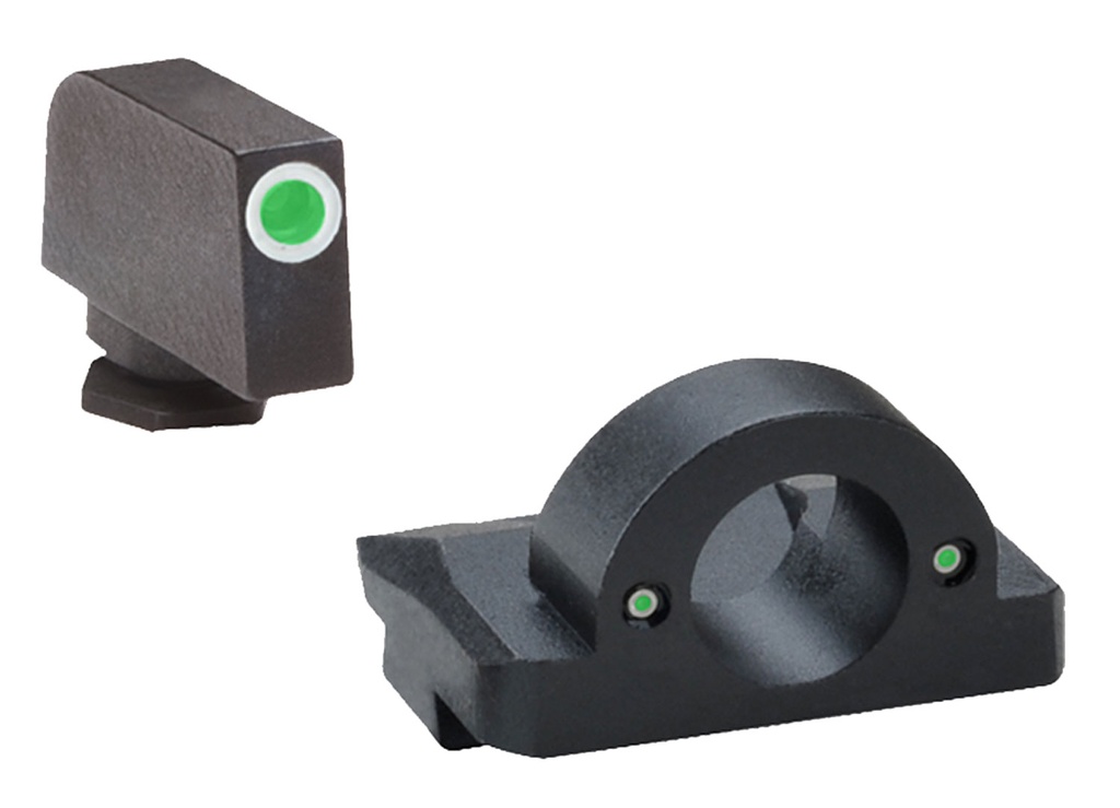 AmeriGlo GL126 Ghost Ring Sight Set for Glock  Green Tritium White Outline Front Sight-Green Tritium Rear Sight