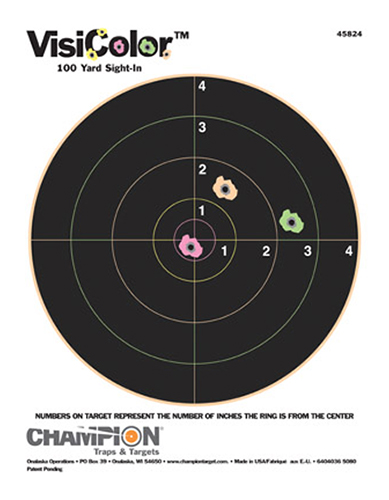 Champion Targets 45824 VisiColor  Bullseye Paper Hanging Pistol/Rifle 8.50" x 11" Multi-Color Includes Pasters 10 Pack