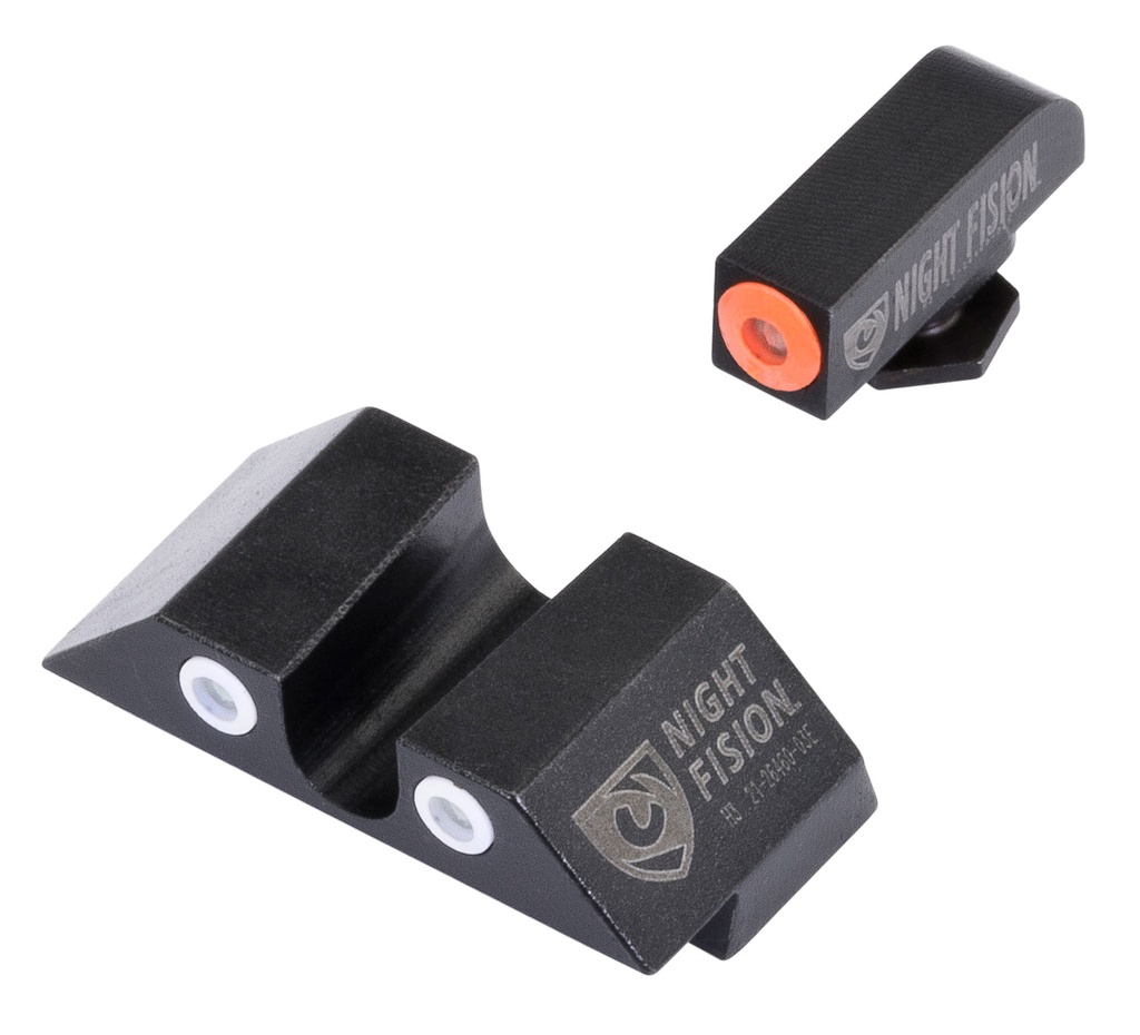 Night Fision GLK001007OGW Tritium Night Sights For Glock  Green Tritium Orange Outline Front Sight- Green Tritium White Outline Rear Sight Glock 17/17L/19/22