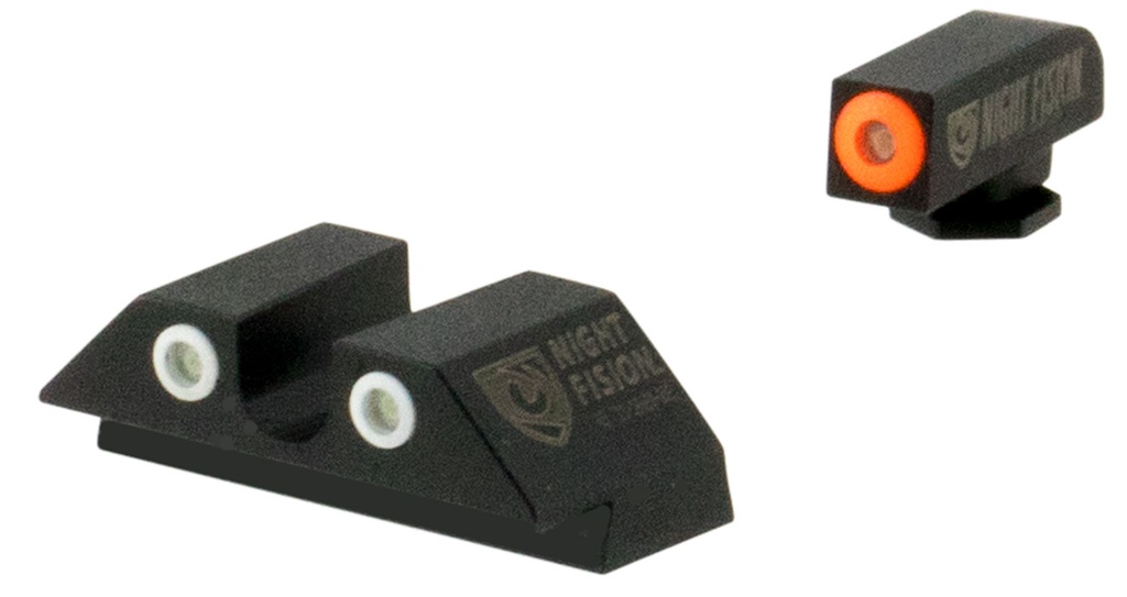 Night Fision GLK001007OGZ Tritium Night Sights For Glock  Green Tritium Orange Outline Front Sight- Green Tritium Black Outline Rear Sight Glock 17/17L/19/22