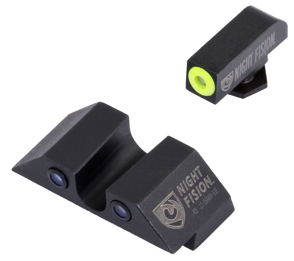 Night Fision GLK001007YGZ Tritium Night Sights For Glock  Green Tritium Yellow Outline Front Sight- Green Tritium Black Outline Rear Sight Glock 17/17L/19/22