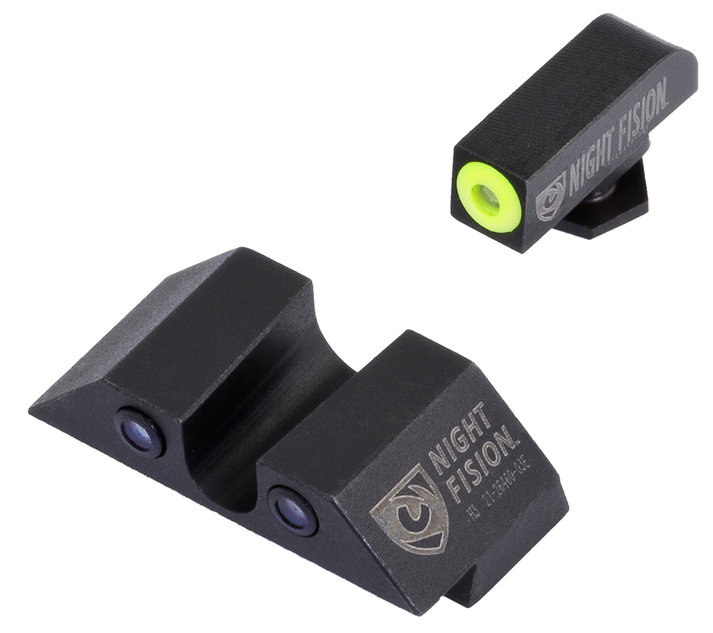Night Fision GLK003007YGZ Tritium Night Sights For Glock  Green Tritium Yellow Outline Front Sight- Green Tritium Black Outline Rear Sight Glock 42/43/43X