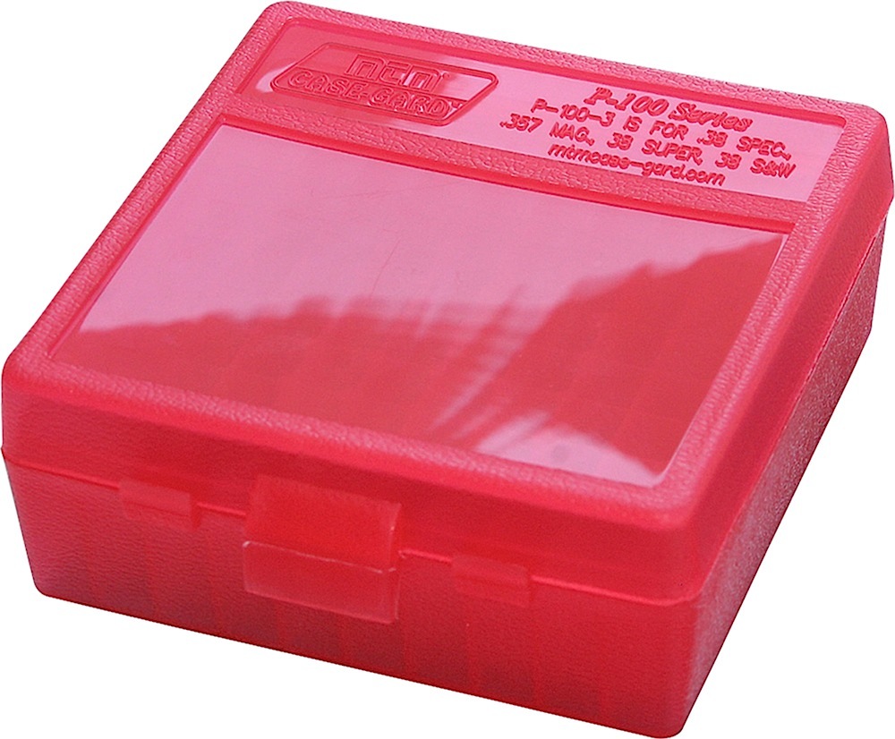 MTM Case-Gard P100329 Ammo Box Flip-Top Multi Caliber Clear Red Polypropylene 100rd