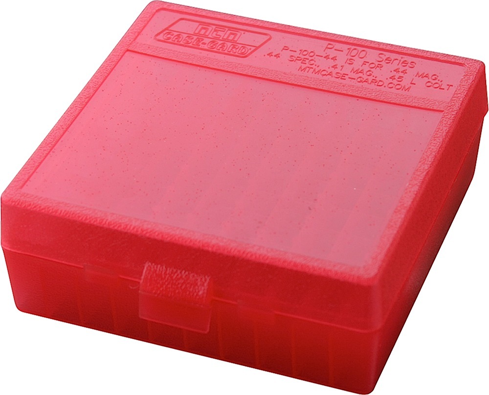 MTM Case-Gard P1004429 Ammo Box Flip-Top Multi Caliber Clear Red Polypropylene 100rd