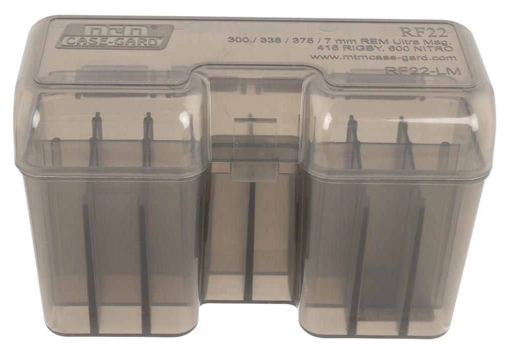 MTM Case-Gard RF22SM41 Ammo Box Flip-Top Multi Caliber Rifle Clear Smoke Polypropylene 22rd