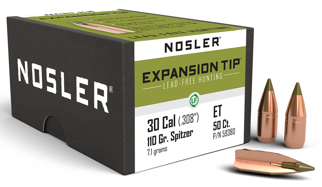 Nosler 59380 E-Tip  30Cal 110gr Spitzer 50/Box