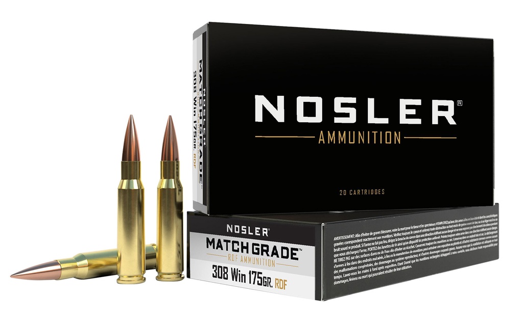 Nosler 60132 Match Grade RDF 308Win 175gr RDF Hollow Point Boat Tail 20 Per Box/10 Case