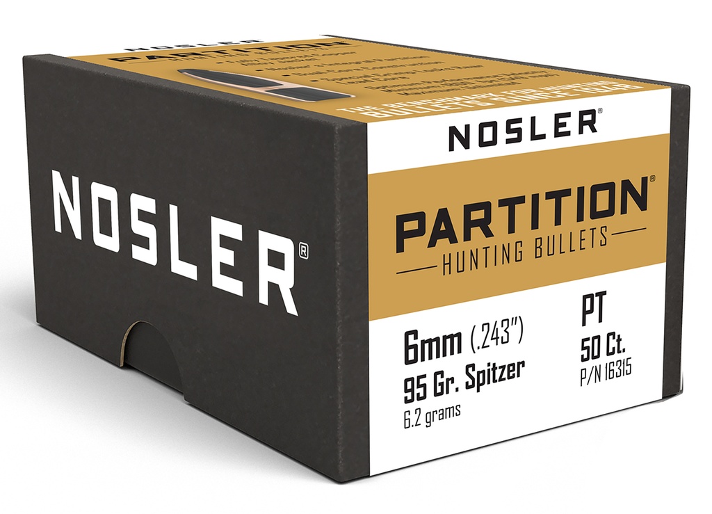 Nosler 16315 Partition  6mm 95gr Partition 50/Box