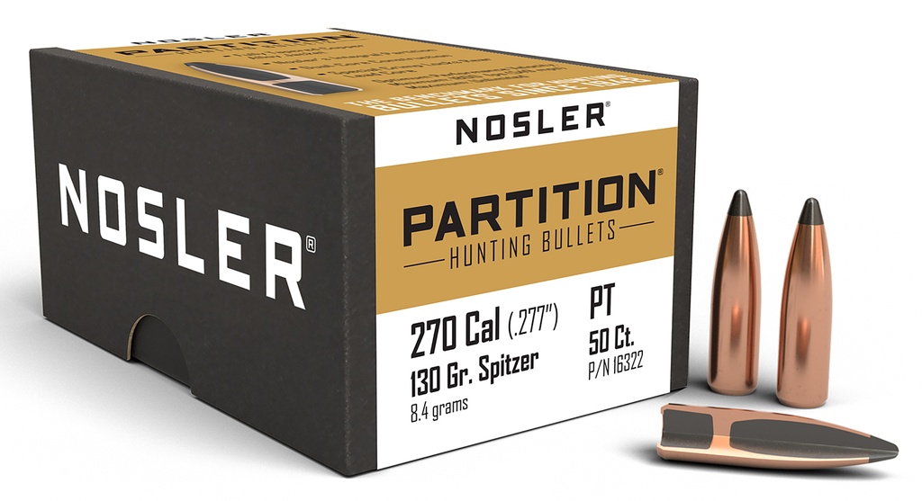 Nosler 16322 Partition  270Win 130gr Partition Spitzer 50/Box