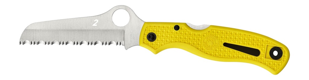 Spyderco C89SYL Atlantic Salt  3.69" Folding Sheepsfoot Serrated H2 Steel Blade, Yellow FRN Handle, Includes Pocket Clip