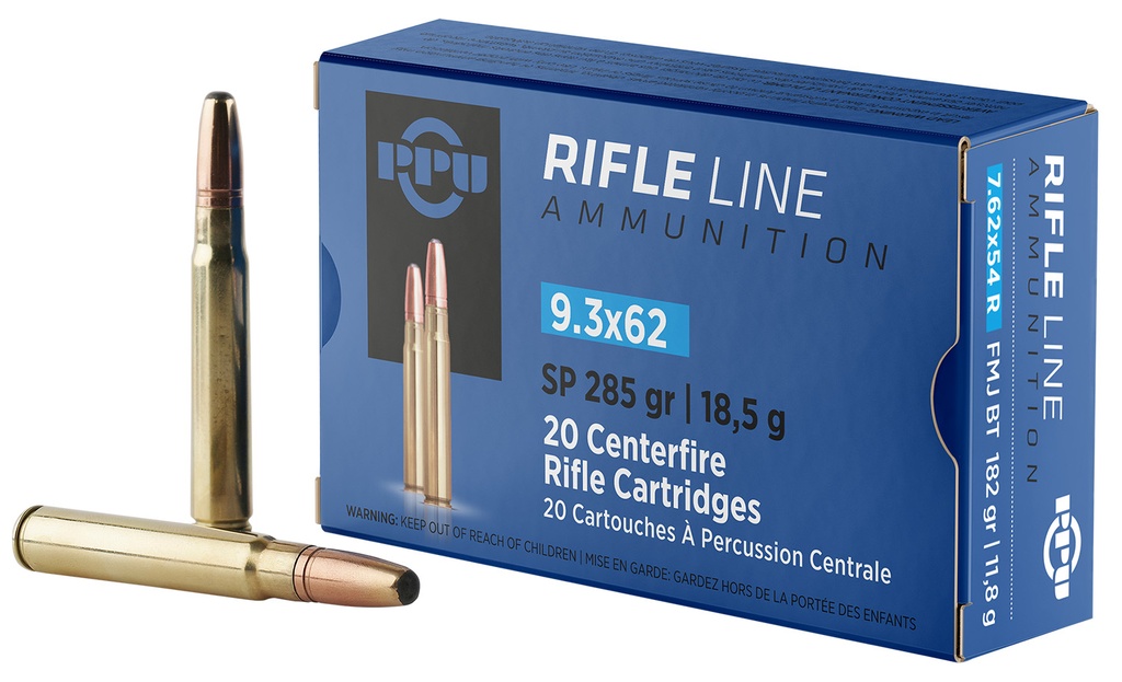 PPU PP9362 Metric Rifle  9.3mmx62Mauser 285gr Soft Point 20 Per Box/10 Case