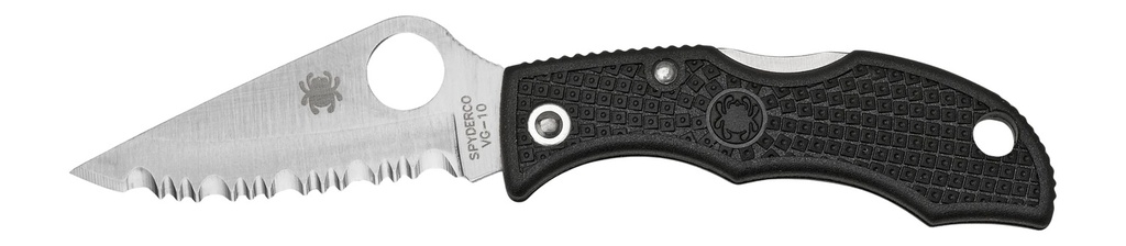 Spyderco LBKS3 Ladybug 3  1.94" Folding Modified Clip Point Serrated VG-10 SS Blade Black FRN Handle