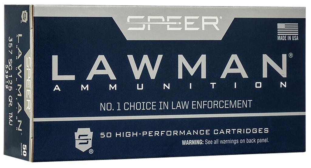 Speer 53919 Lawman  357Sig 125gr Total Metal Jacket Flat Nose 50 Per Box/20 Case