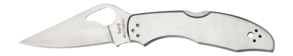 Spyderco BY04P2 Byrd Meadowlark 2 2.93" Folding Clip Point Plain 8Cr13MoV SS Blade Satin Stainless Steel Handle