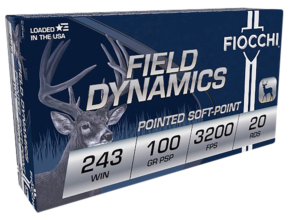 Fiocchi 243SPD Field Dynamics  243Win 100gr Pointed Soft Point 20 Per Box/10 Case