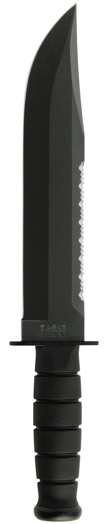 Ka-Bar 2211 Big Brother  9.38" Fixed Top Serrated/Bottom Straight Plain Black 1095 Cro-Van Blade, Black Kraton G Handle, Includes Sheath