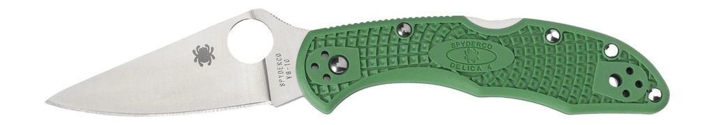Spyderco C11FPGR Delica 4 Lightweight 2.88" Folding Drop Point Plain VG-10 SS Blade Green Bi-Directional Texturing FRN Handle Includes Pocket Clip