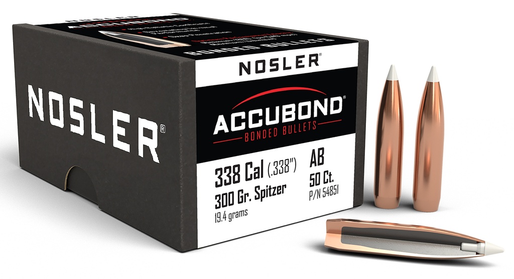 Nosler 54851 AccuBond  338Cal 300gr Spitzer Point 50/Box