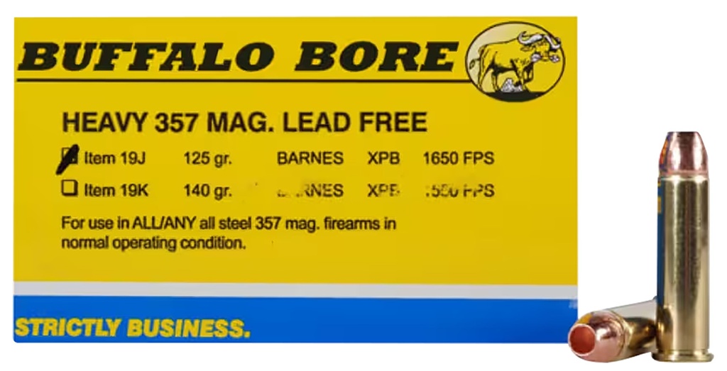 Buffalo Bore Ammunition 19J20 Buffalo-Barnes Strictly Business 357Mag 125gr Barnes VOR-TX XPB Lead Free 20 Per Box/12 Case