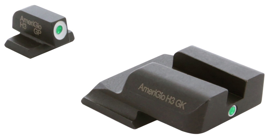 AmeriGlo SW141 i-Dot Sight Set for Smith & Wesson M&P Shield  Green Tritium White Outline Front Sight-Green Tritium Rear Sight