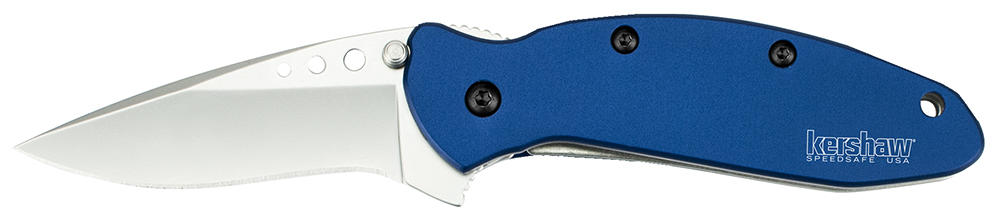 Kershaw 1620NB Scallion  2.40" Folding Drop Point Plain Bead Blasted 420HC SS Blade Navy Blue Anodized Aluminum Handle Includes Pocket Clip