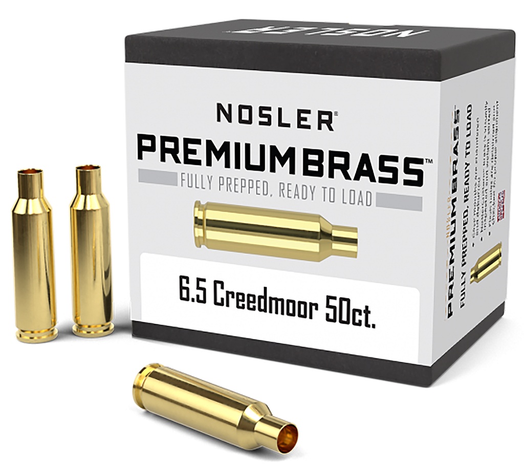 Nosler 44824 Premium Brass Unprimed Cases 6.5Creedmoor Rifle Brass 50/Box
