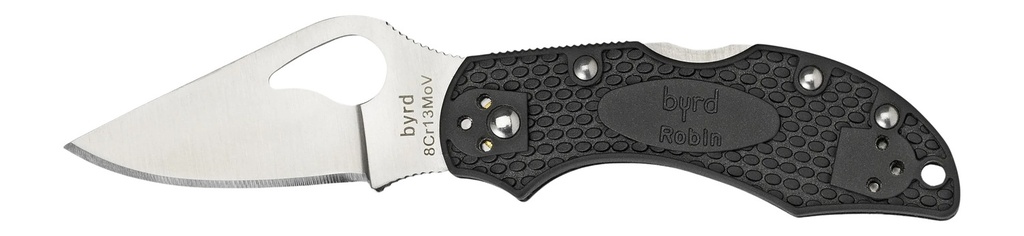 Spyderco BY10PBK2 Byrd Robin 2 Lightweight 2.43" Folding Drop Point Plain 8Cr13MoV SS Blade Black Bi-Directional Texturing FRN Handle Includes Pocket Clip