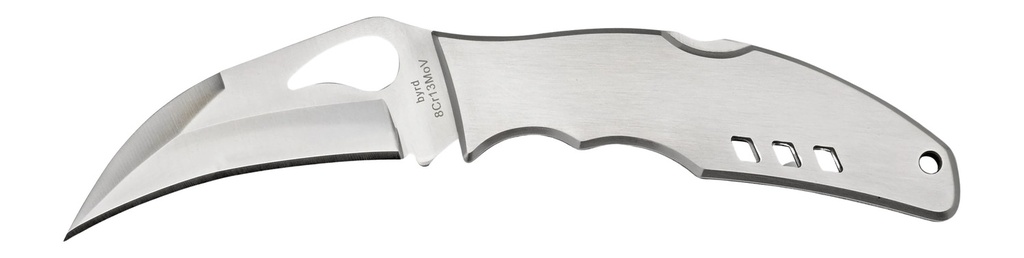 Spyderco BY07P Byrd Crossbill 3.50" Folding Hawkbill Plain 8Cr13MoV SS Blade, Stainless Steel Handle Includes Pocket Clip