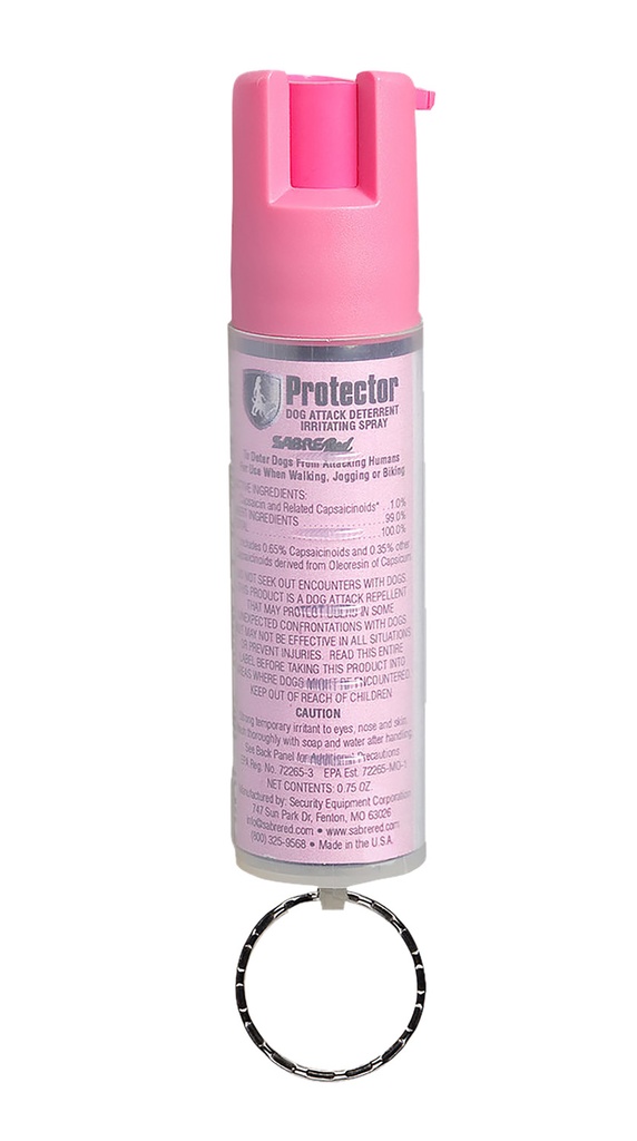 Sabre SRPNBCPKR02 Dog Spray  Capsaicin Range 12 ft 0.75 oz Pink Includes Key Ring