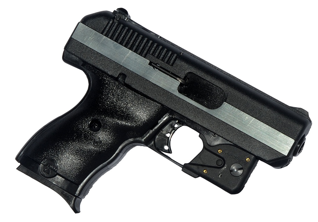 Hi-Point CF380LLTGM CF  380 ACP Caliber with 3.50" Barrel, 8+1 Capacity, Black Finish Frame, Serrated Black Steel Chrome Line Slide & Polymer Grip, LaserLyte Laser