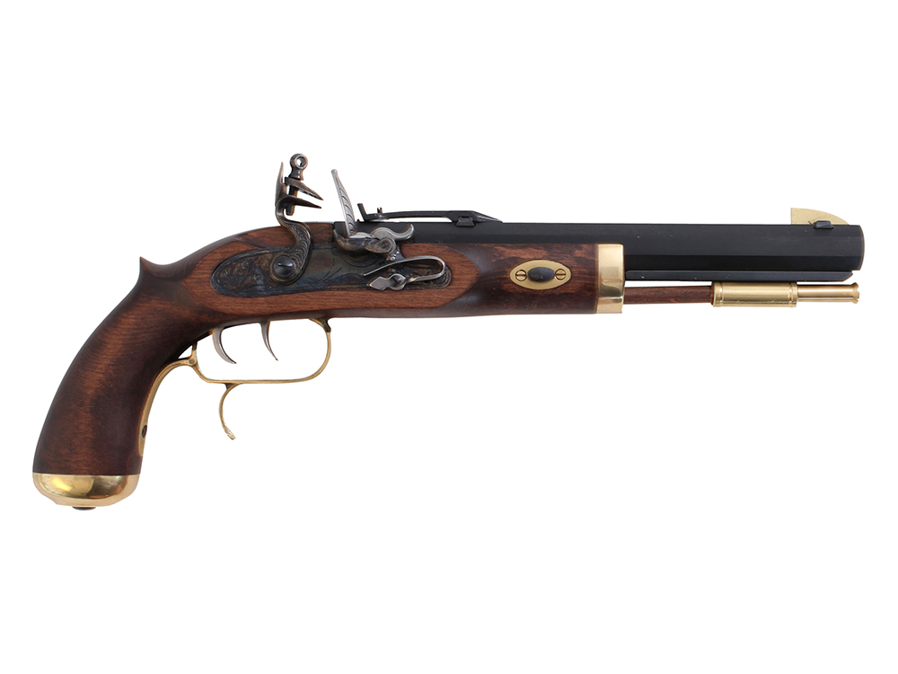 Traditions P1090 Trapper  SAO 50 Cal Flintlock 9.75" 1rd Blued Frame & Barrel Hardwood Grip