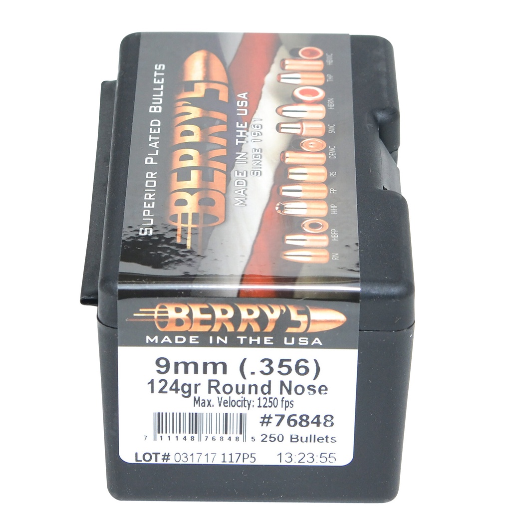 Berrys Berry's 76848 Superior Pistol 9mm/356 124gr Round Nose 250/Box