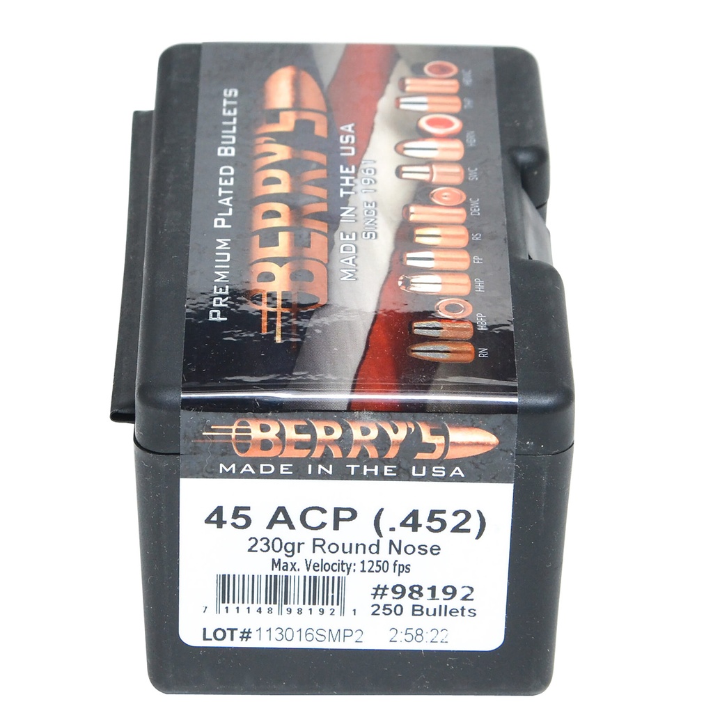 Berrys Berry's 98192 Superior Pistol 45Cal 230gr Round Nose 250/Box