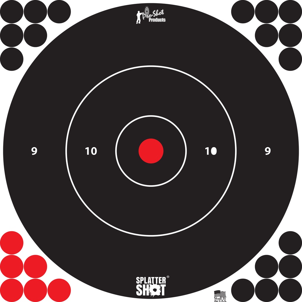 Pro-Shot 12BWHTE5PK SplatterShot  Self-Adhesive Paper Black/White 12" Bullseye 5 Pack