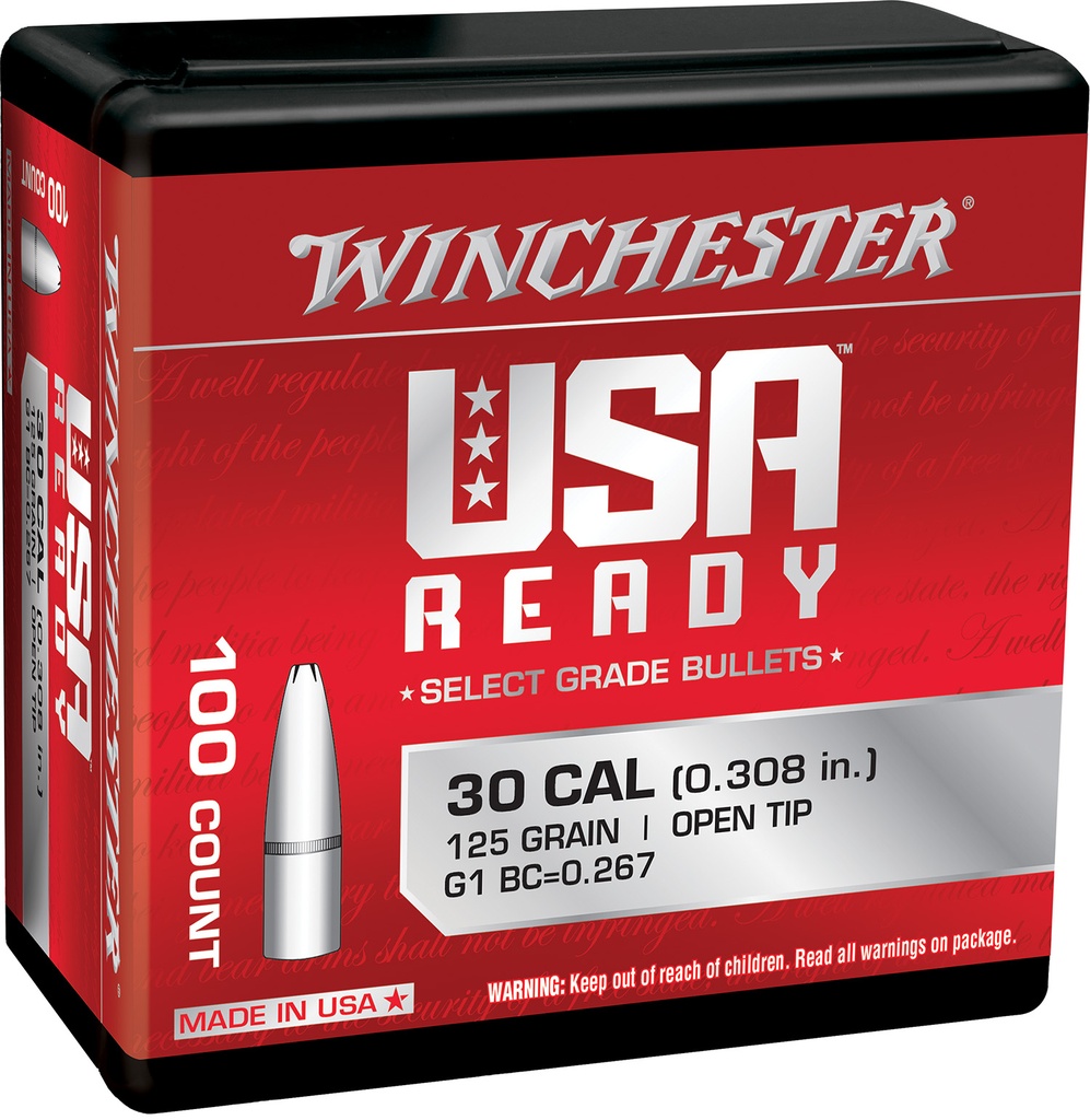Winchester Ammo WBR30125 Centerfire Rifle  308Win 125gr Open Tip 100 Per Box/10 Case
