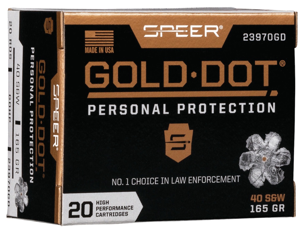 Speer 23970GD Gold Dot Personal Protection 40S&W 165gr Hollow Point 20 Per Box/10 Case