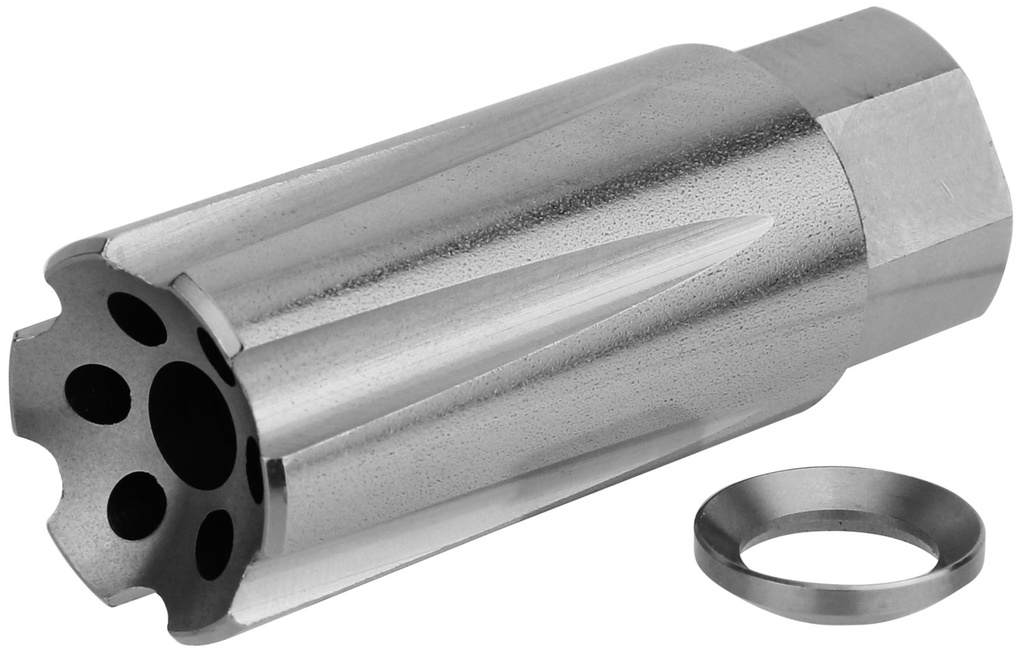 TacFire MZ1020SS Linear Compensator Stainless Steel with 1/2"-28 tpi Threads, 2.05" OAL & 0.87" Diameter for 5.56x45mm NATO AR-15