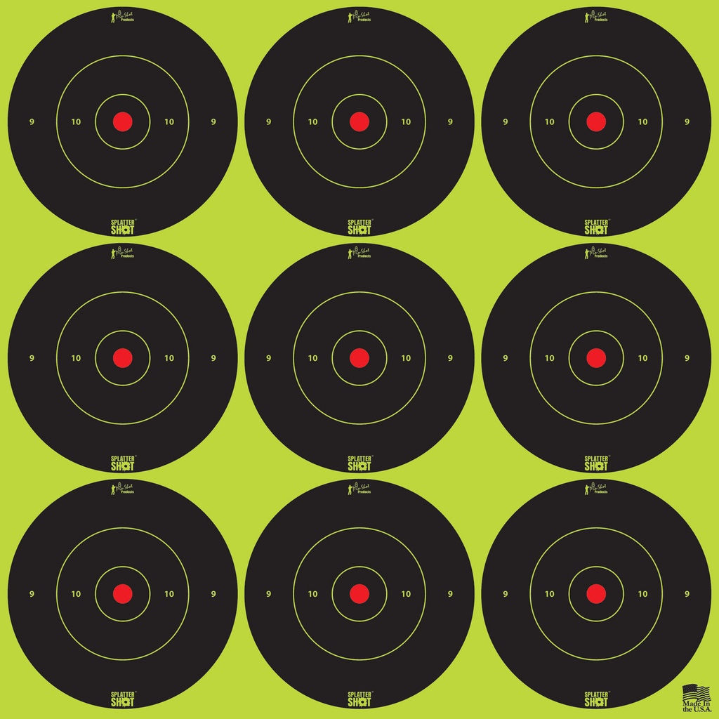 Pro-Shot 2BGREEN108 SplatterShot  Self-Adhesive Paper Black/Green 2" Bullseye 12Pack/108Targets