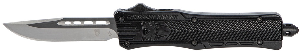 COBRA TEC KNIVES LLC CobraTec Knives SBCTK1SDNS CTK-1  Small 2.75" OTF Drop Point Plain D2 Steel Blade/Black Aluminum Handle Features Glass Breaker Includes Pocket Clip
