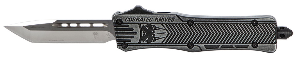 COBRA TEC KNIVES LLC CobraTec Knives SSWCTK1STNS CTK-1  Small 2.75" OTF Tanto Plain D2 Steel Blade/Black Stonewashed Aluminum Handle Features Glass Breaker Includes Pocket Clip