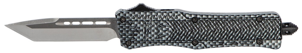 COBRA TEC KNIVES LLC CobraTec Knives SCFCTK1STNS CTK-1  Small 2.75" OTF Tanto Plain D2 Steel Blade/Carbon Fiber Aluminum Handle Features Glass Breaker Includes Pocket Clip