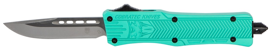 COBRA TEC KNIVES LLC CobraTec Knives STFCTK1SDNS CTK-1  Small 2.75" OTF Drop Point Plain D2 Steel Blade/Tiffany Blue Aluminum Handle Features Glass Breaker Includes Pocket Clip