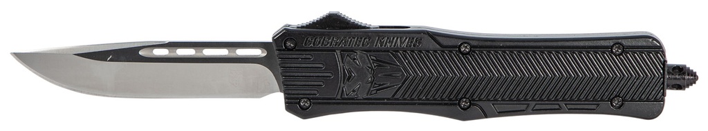 COBRA TEC KNIVES LLC CobraTec Knives MBCTK1MDNS CTK-1  Medium 3" OTF Drop Point Plain D2 Steel Blade/Black Aluminum Handle Features Glass Breaker Includes Side Button