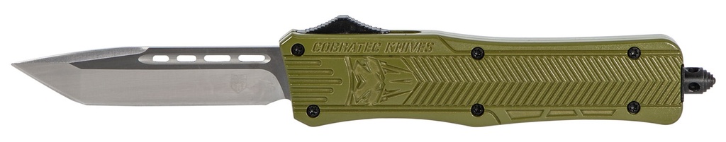 COBRA TEC KNIVES LLC CobraTec Knives MODCTK1MTNS CTK-1  Medium 3" OTF Tanto Plain D2 Steel Blade/OD Green Aluminum Handle Features Glass Breaker Includes Pocket Clip
